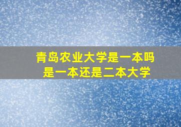 青岛农业大学是一本吗 是一本还是二本大学